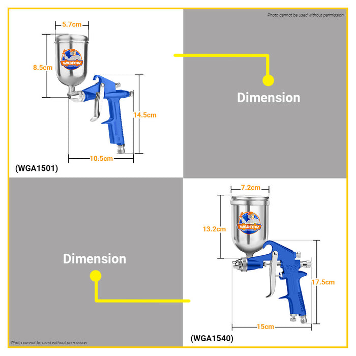 BUILDMATE Wadfow Base Coat / Gravity Feed Air Spray Gun 100cc / 400cc / 600cc w/o Quick Plug High Quality Finish Car Paint Sprayer For DIY & Automotive Use - WHT