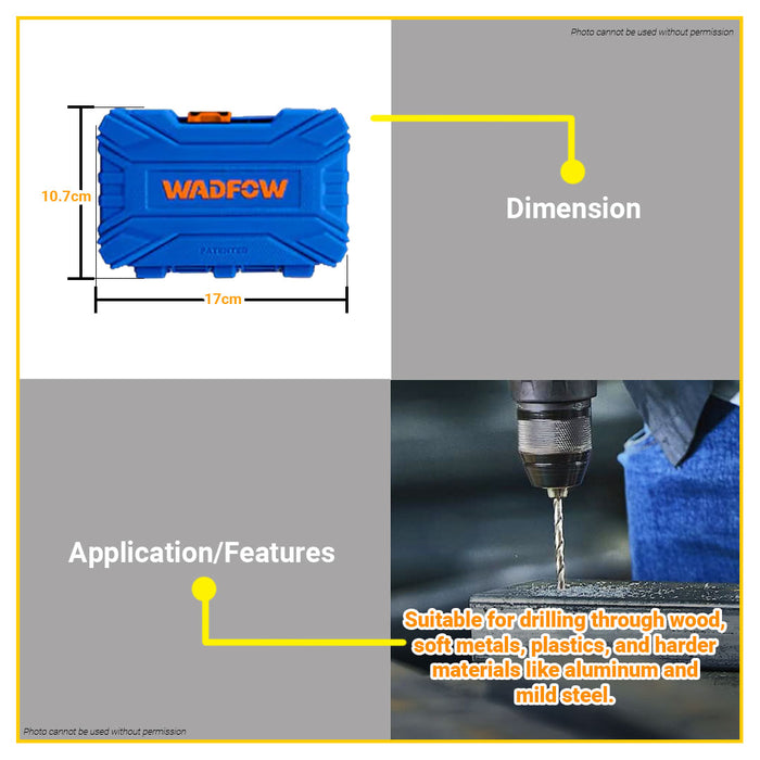 BUILDMATE Wadfow 15pcs HSS / M2 Steel Drill Bits Set 1mm-12mm Metalworking Twist Drill Heavy Duty High-Speed Steel Drilling Set - WHT