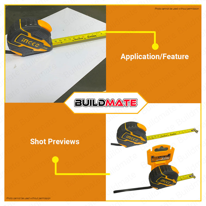 BUILDMATE Ingco Self Locking Steel Measuring 5Mx19MM Tape Measure Dual ...