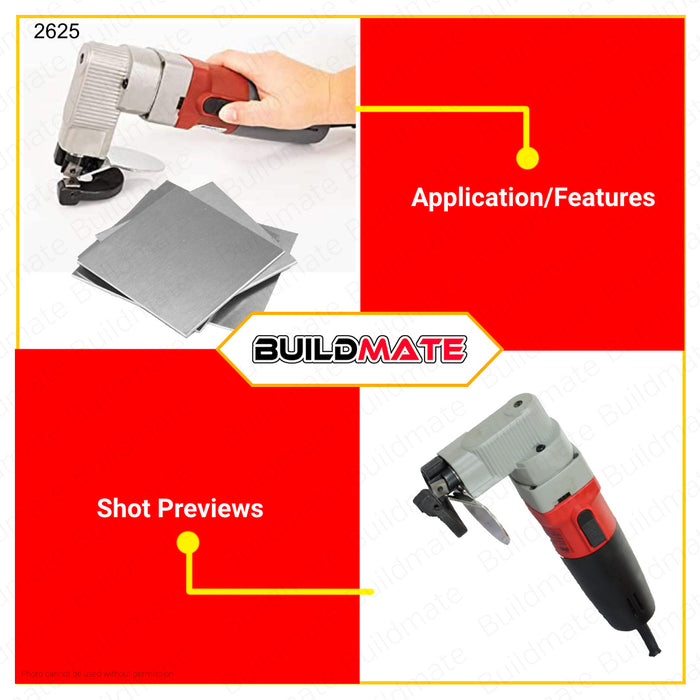 BUILDMATE Ken Industrial Electric Scissors Shear Cutter 2.5mm 500W Heavy Duty Shear Scissor Electric Shear Electric Sheet Metal Shear Snip Scissor Cutter Mild Steel Cutting Power Tool 2625 •
