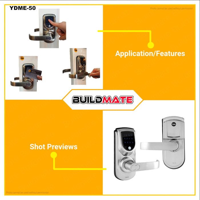 BUILDMATE Yale Essential RFID Series Dead Latch Digital Entrance Tubular Lever Door Lock Doorlock Keypad Lock Security Lock Smart Lock Anti-theft Lock Touch Password Lock Main Door Lock Electronic Lock Smart Entry Digital Intelligent Lock YDME-50 / YDME50