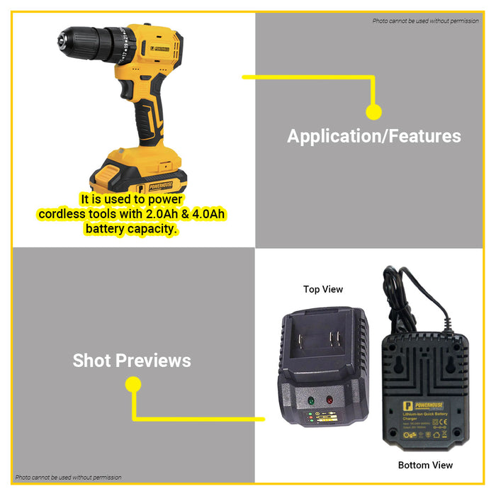 BUILDMATE Powerhouse 20V Lithium-Ion Quick Battery Pack Charger For 2.0Ah & 4.0Ah Cordless Tools Accessories PH-WLCC-20V - PHPT