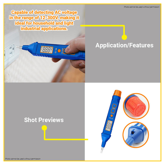 BUILDMATE Wadfow Test Pencil AC 12V-300V Electrical Interchangeable Slotted / Flat Bit Tip Voltage Detection Pen With Sound & Light Alarm WTP45015 - WHT