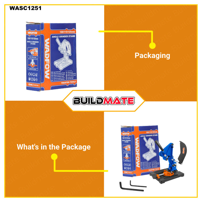 BUILDMATE Wadfow Angle Grinder Stand Bracket Stand Cutting Grinder Stand Bracket Support Angle Grinder Holder Stand Cutter Support Bracket Cast Iron Base Cutter Metal Bracket Base Cutting Support Bracket Machine for 100-125mm WASC1251 • WHT