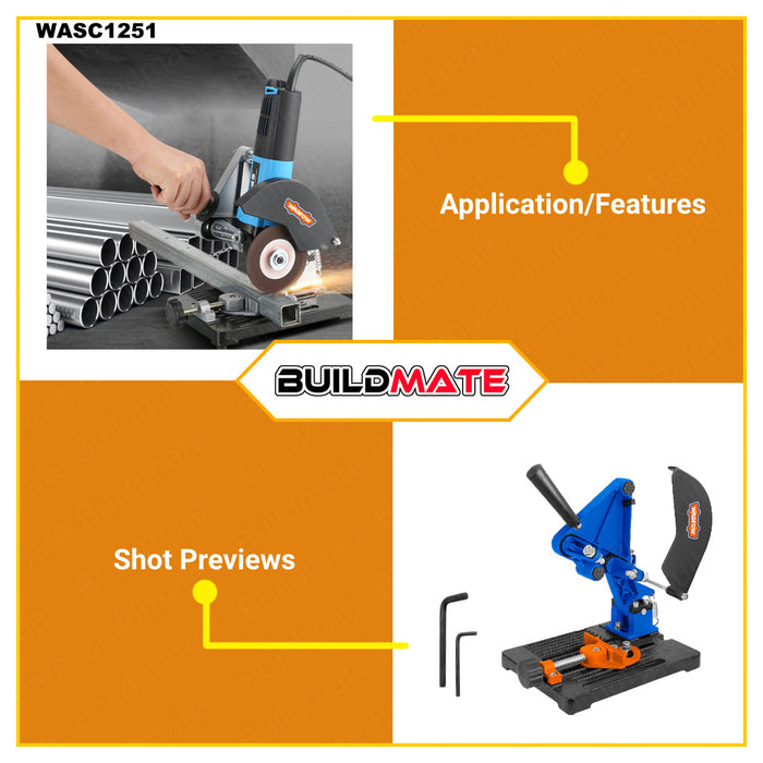 BUILDMATE Wadfow Angle Grinder Stand Bracket Stand Cutting Grinder Stand Bracket Support Angle Grinder Holder Stand Cutter Support Bracket Cast Iron Base Cutter Metal Bracket Base Cutting Support Bracket Machine for 100-125mm WASC1251 • WHT