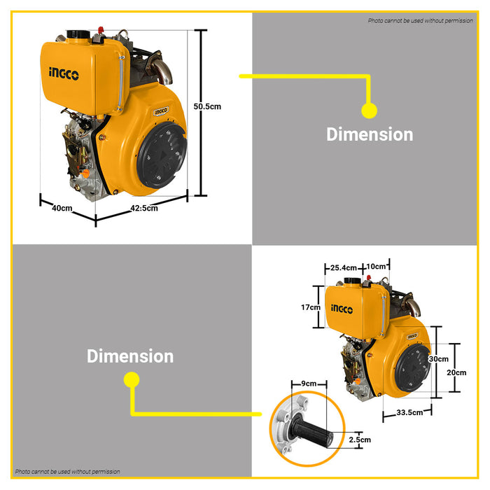 BUILDMATE Ingco 16HP - 20HP Single-Cylinder 4-Stroke Diesel Marine Engine with Stainless Pipe DEMR188FAP | DEMR192FP | DEMR195FP - IIT