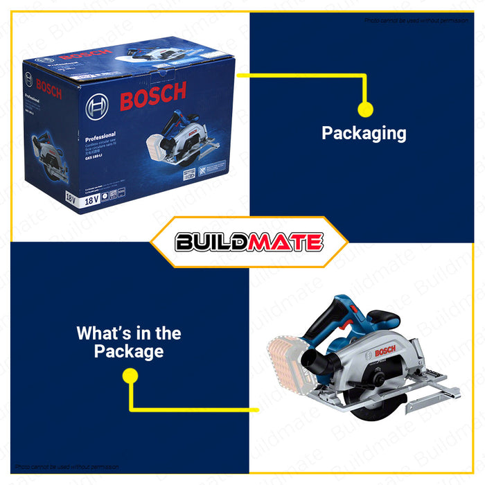 BUILDMATE Bosch Brushless 18V Cordless Circular Saw with Parallel Guide Heavy Duty Cutting Saw Wood Cutting Saw Power Saws Hand-held Circular Saw Power Tools Saw for Wood GKS185-LI 06016C12L1 • BLC