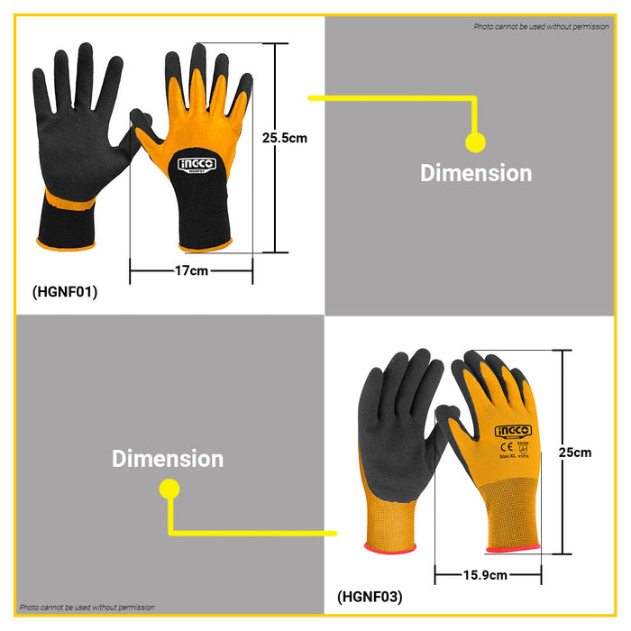 BUILDMATE Ingco Frosted Nitrile Coated Oil Resistant XL Industrial Work Safety Protective Durable Work Grip Gloves SOLD IN PAIR HGNF01 / HGNF03 - IHT