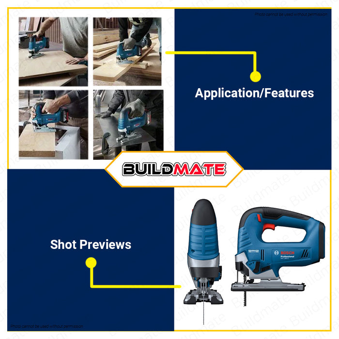 BUILDMATE Bosch Cordless Jigsaw 18V Electric Jigsaw Wood Jig Saw Wood Cutter Woodworking Wood Jig Saw Cutting Pull Hand Variable Speed GST185-LI Solo 06015B30L4 • BLC