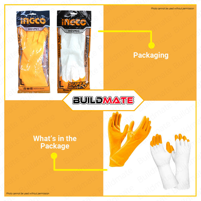 BUILDMATE Ingco PVC Gloves 32cm Protective Gloves Work Gloves Washable Safety Gloves Comfortable Gloves Garden Gloves Protection Gloves Kitchen Gloves HGVP01 | HGVP02 | HGVP03 • HT2