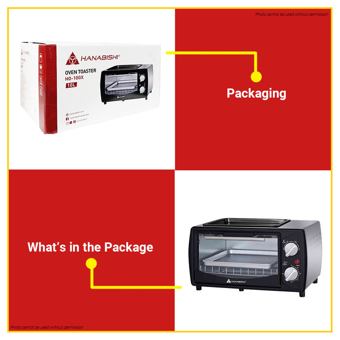HANABISHI Oven Toaster Stainless Steel Body 10L with Griller on Top HO10GX •BUILDMATE•