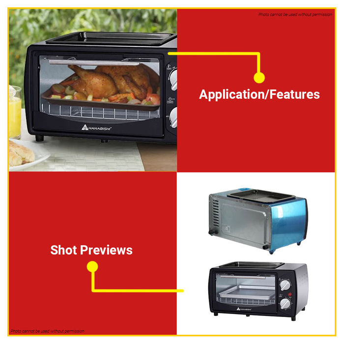 HANABISHI Oven Toaster Stainless Steel Body 10L with Griller on Top HO10GX •BUILDMATE•