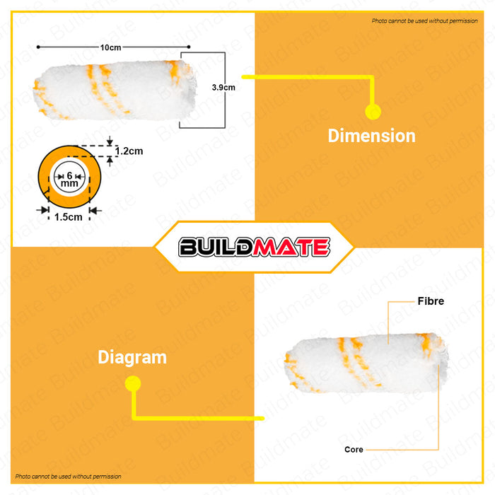 BUILDMATE Ingco Roller Cover Paint Cover 4" Inch 100mm Inner Wall Cylinder Brush Paint Roller Painting Roller Paint Tool HRC3610016 | HRC3610012 • HT2