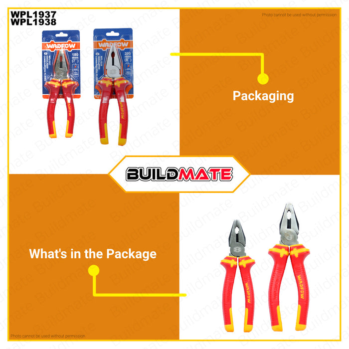 BUILDMATE Wadfow Insulated Combination Pliers 6" | 7" | 8" Inch [SOLD PER PIECE] Multifunctional Cutting Wire Stripping Crimping for Electricians Hand Tools • WHT