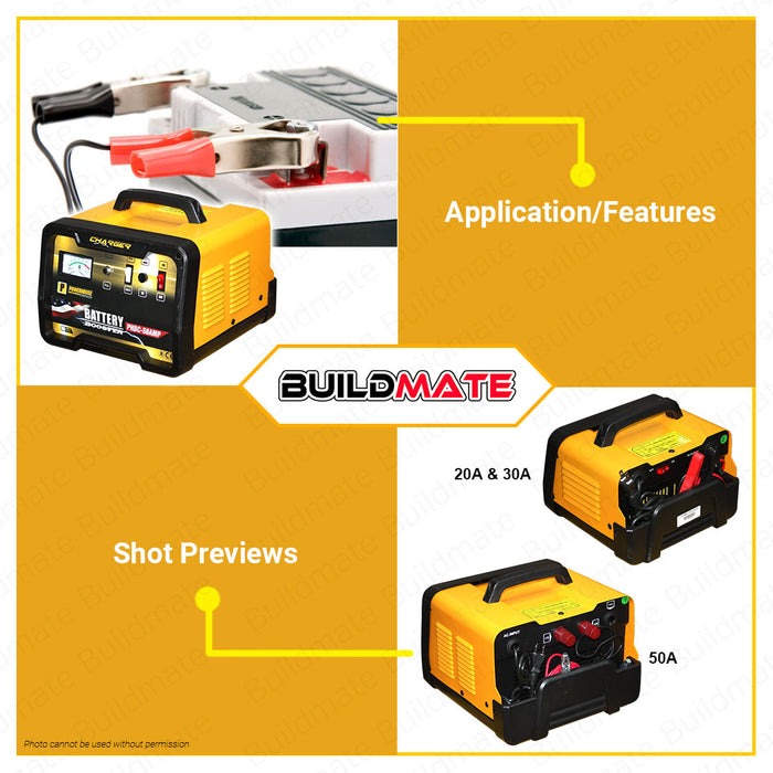 BUILDMATE Powerhouse Battery Charger 20A | 30A | 50A [SOLD PER PIECE] Fast Charger Automotive Charger Battery Maintainer Stable Power Supply Industrial Car Trolley Battery Charger Tools • PHI