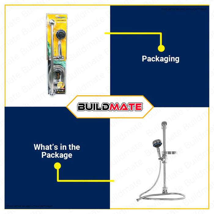 BUILDMATE Waterhouse 7 Function Shower Set Chrome Body Handheld Shower Head Showerhead with High Pressure Spray Shower Kit 7 Spray Settings S-39154C-1