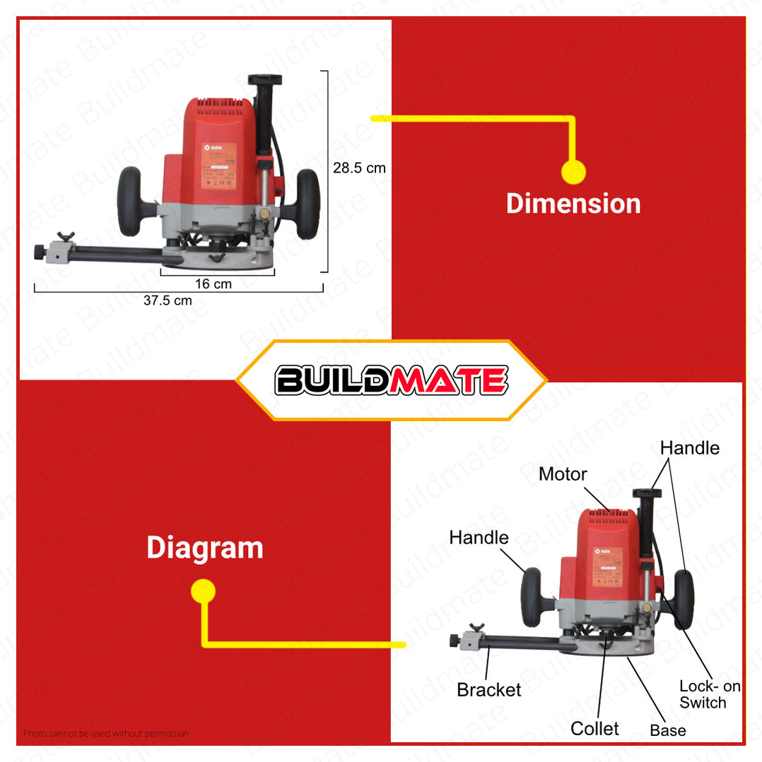 BUILDMATE Ken Electric Router 1850W 12.7mm Plunge Router Laminate Rout ...