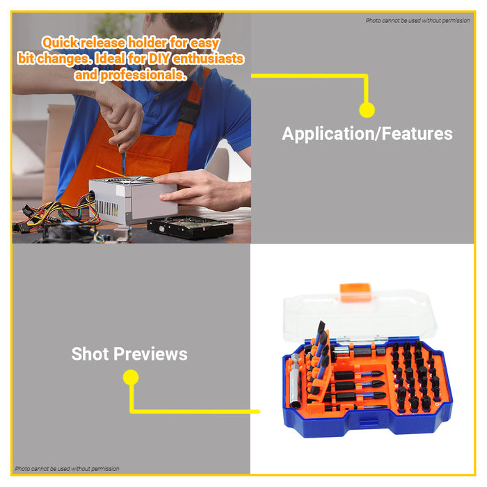 BUILDMATE Wadfow 36PCS/SET Impact Screwdriver Bits Set Accessories for Cordless Tools Portable DIY Multi-Bit Tool Kit WBS4B36 - WHT