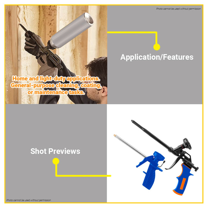 BUILDMATE Wadfow Aluminum Alloy Foam Gun With Copper Muzzle Expanding Foam Spray Dispensing Applicator Gun For Cleaning & Painting WFPQ1302 - WHT