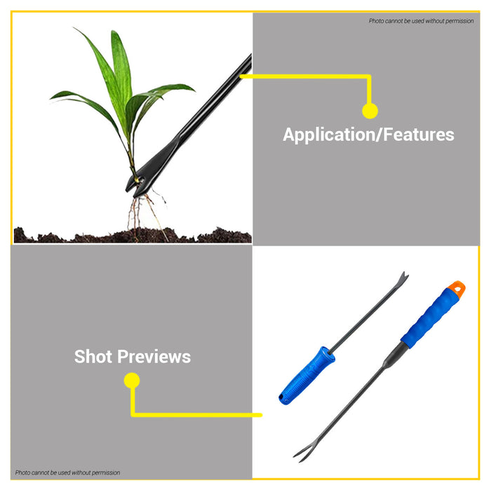 BUILDMATE Wadfow Weeder 280mm / 400mm Garden Weed Puller Hand Extractor Fork Claw Removal Digging Weeds Gardening Tool WWK1102 / WGF2141 - WHT