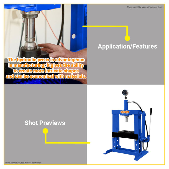 BUILDMATE Wadfow 10 Tons Hydraulic Shop Press Manual Hydraulic Press Tool WHQ1A10 - WPT