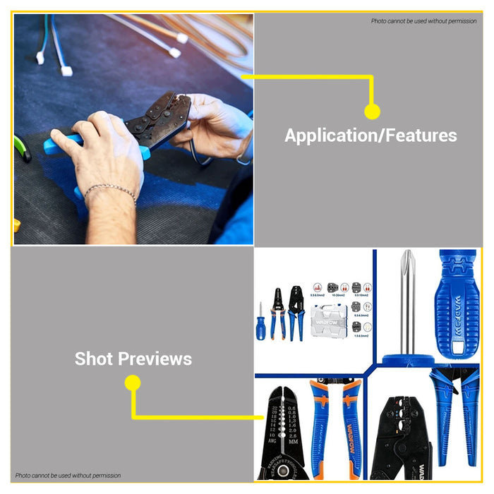 BUILDMATE Wadfow 7pcs Crimping Pliers Set Multi-Function Electrical Wire Termination Connector Crimping Tool Kit WHS1B07 - WHT