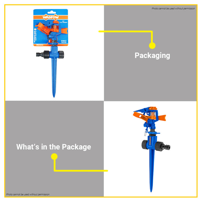 BUILDMATE Wadfow Plastic Auto Gear Sprinkler 2 Way Lawn Rotary Gear Driven Adjustable Oscillating Garden Water Sprinkler Sprayer WNE3E34 - WHT