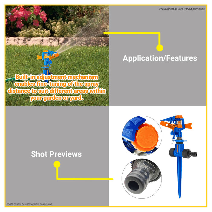 BUILDMATE Wadfow Plastic Auto Gear Sprinkler 2 Way Lawn Rotary Gear Driven Adjustable Oscillating Garden Water Sprinkler Sprayer WNE3E34 - WHT