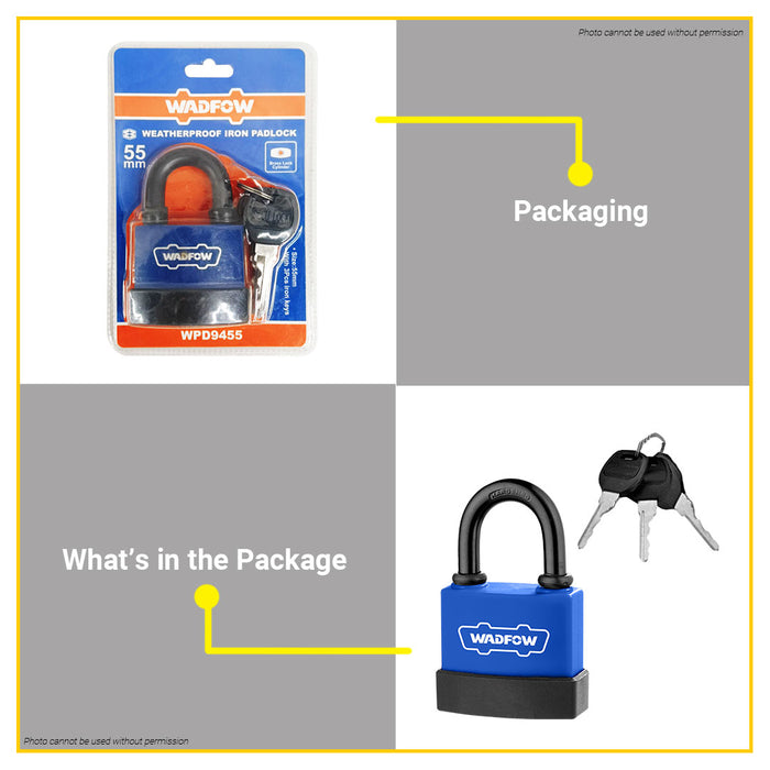 BUILDMATE Wadfow Weatherproof Iron Padlock 45mm / 55mm / 70mm Short Shackle with 3pcs Iron Keys Anti-Theft Keyed Security Pad Lock - WHT