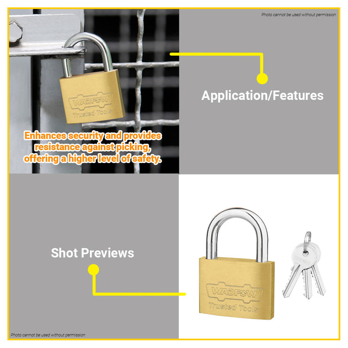 BUILDMATE Wadfow 2pcs 20mm Key-Alike Brass Padlock Set Short Shackle High Security Anti-Theft Secured Keyed Alike Padlock w/ 3pcs Identical Key Padlock WPDT422 - WHT