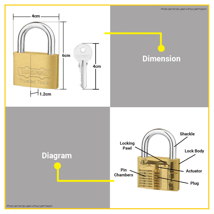 BUILDMATE Wadfow 40mm Key-Alike Brass Padlock Set 2pcs / 4pcs Short Shackle with 3pcs Iron Keys Anti-Theft Keyed Security Pad Lock - WHT