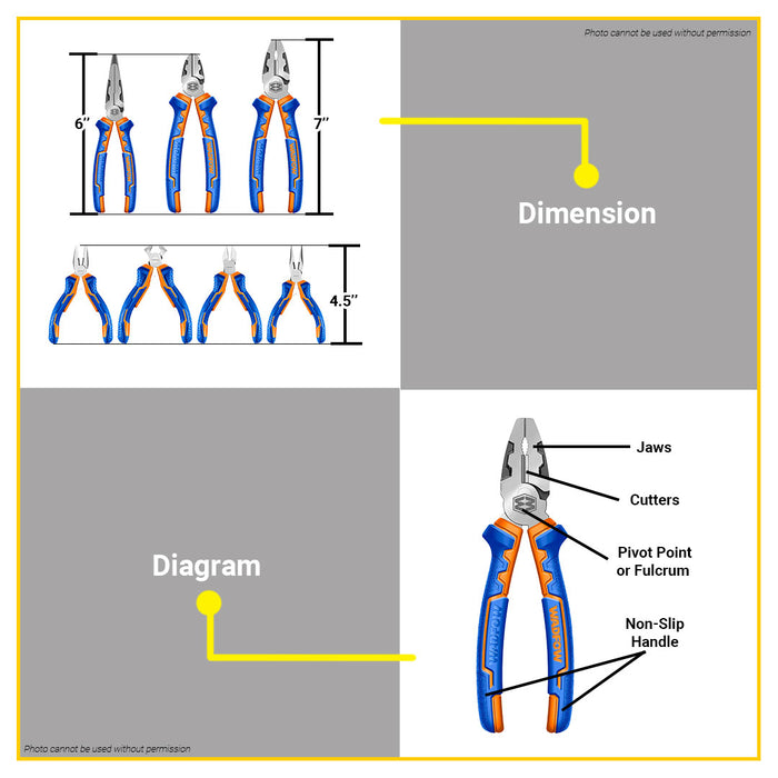 BUILDMATE Wadfow Pliers Set 7pcs/set Heavy Duty Combination WPS0617 - WHT