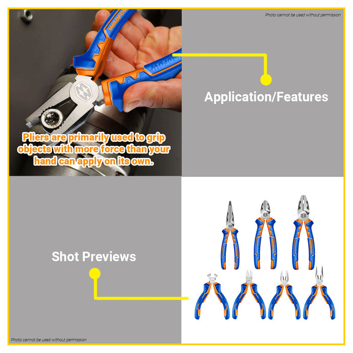 BUILDMATE Wadfow Pliers Set 7pcs/set Heavy Duty Combination WPS0617 - WHT