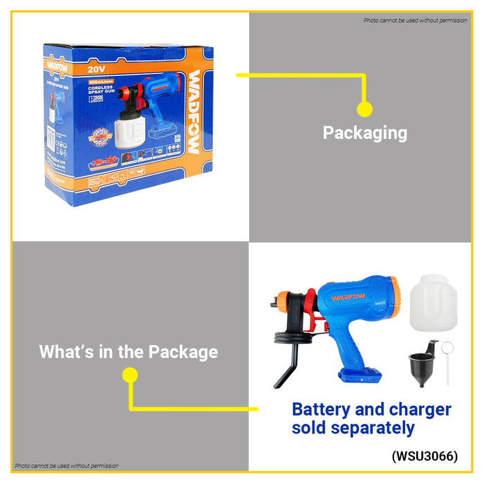 BUILDMATE Wadfow 650mL/min 20V Cordless Spray Gun Handheld Sprayer WSU3066 - WCPT