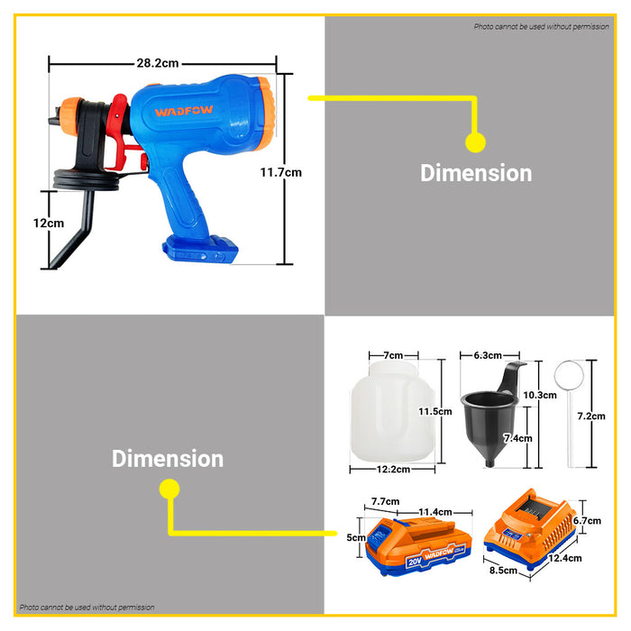 BUILDMATE Wadfow 650mL/min 20V Cordless Spray Gun Handheld Sprayer WSU3066 - WCPT