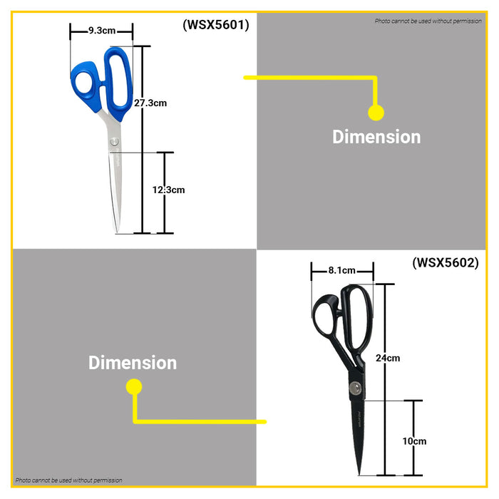 BUILDMATE Wadfow 9.5" Fabric Scissors Thickness 3.0mm WSX5602 - WHT