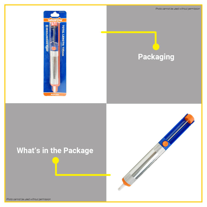 BUILDMATE Wadfow Desoldering Pump 195mm Solder Sucker Extractor Removal Vacuum Desoldering Rework Pump WXX1601 - WHT