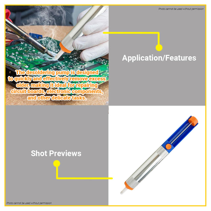 BUILDMATE Wadfow Desoldering Pump 195mm Solder Sucker Extractor Removal Vacuum Desoldering Rework Pump WXX1601 - WHT