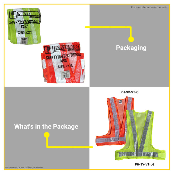 BUILDMATE Powerhouse Reflectorized Safety Vest V-Type Lime Green / Orange XXXL Reflective Work Vest Workwear Safety Gear PH-SV-VT - PHHT