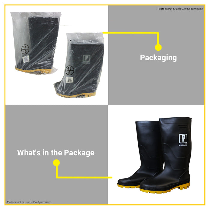BUILDMATE Powerhouse PVC Rain Boots with Inner Lining Size 43 / 44 Heavy Duty Weatherproof Rain Shoes Footwear SOLD IN PAIR - PHHT