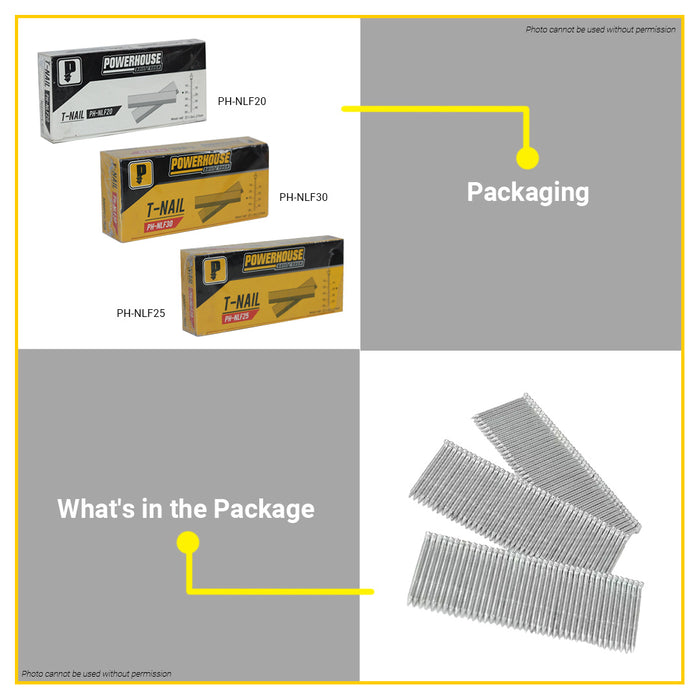 BUILDMATE Powerhouse T-Nail 15mm - 30mm Air Nailer T-Shaped Woodworking Framing Nailer Wood Fastening Nails - PHHT