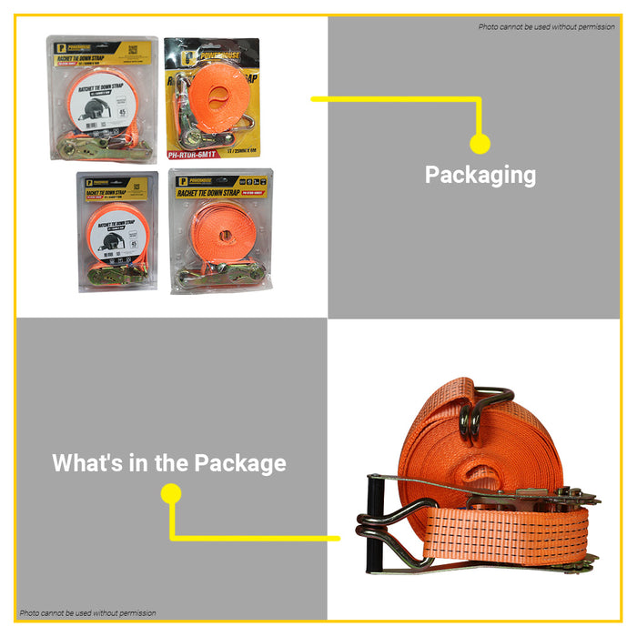 BUILDMATE Powerhouse Ratchet Tie Down Straps 1T - 5T Heavy Duty Adjustable Tie Down Cargo Load Securing Belt Luggage Straps Tow Rope Safety Lock - PHHT