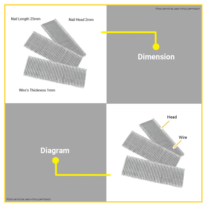 BUILDMATE Powerhouse T-Nail 15mm - 30mm Air Nailer T-Shaped Woodworking Framing Nailer Wood Fastening Nails - PHHT