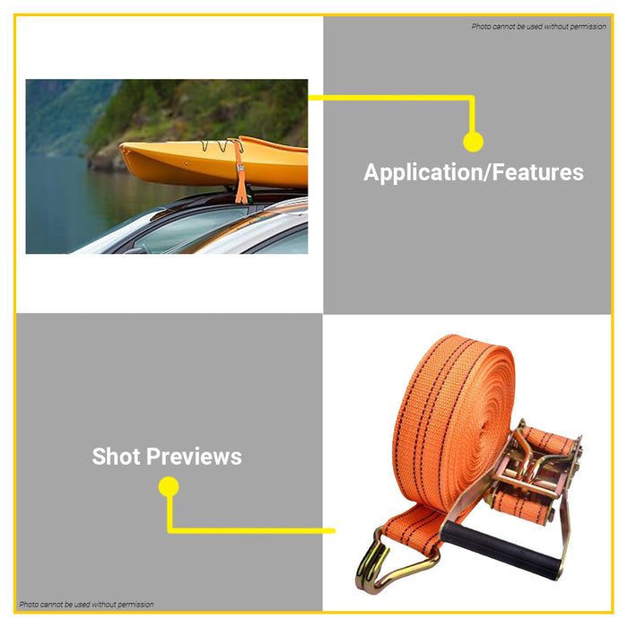 BUILDMATE Powerhouse Ratchet Tie Down Straps 1T - 5T Heavy Duty Adjustable Tie Down Cargo Load Securing Belt Luggage Straps Tow Rope Safety Lock - PHHT