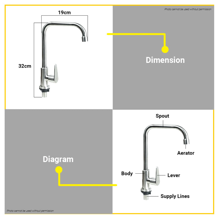 WATERHOUSE by POWERHOUSE Sink Mount Square Faucet Design F8 Stainless 304 •BUILDMATE• PHWH
