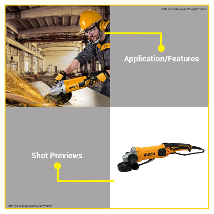 BUILDMATE Ingco Angle Grinder 1010W / 1100W Electric Grinding Machine for Wood, Metal, Stainless Steel Polishing AG101087 / AG1100382 / AG110018 / AG11003857 - IPT