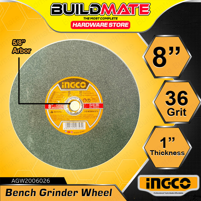 BUILDMATE Ingco Abrasive Bench Grinding Wheel P36 / P60 Stone Sharpening Disc for Bench Grinder SOLD PER PIECE AGW2006026 / AGW2006027 - IHT