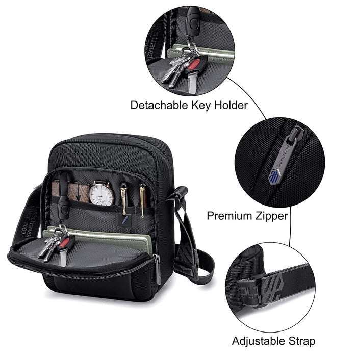 K00542 Black 4.4L Travel Sling Bag Polyester | Fits 7.9” Tablet, Lightweight & Durable