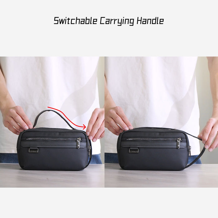 Arctic Hunter Small Toiletry Bag for Men | Travel Shaving Kit | Water-Repellent Organizer -KB00843-BLK -BUILDMATE-