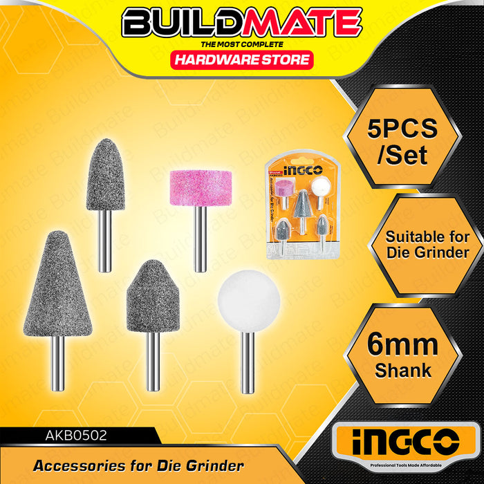 BUILDMATE Ingco 5pcs / 10pcs Mounted Stone Accessories for Mini Grinder & Die Grinder for Carving Engraving Grinding Hand Tool SOLD PER SET - IHT